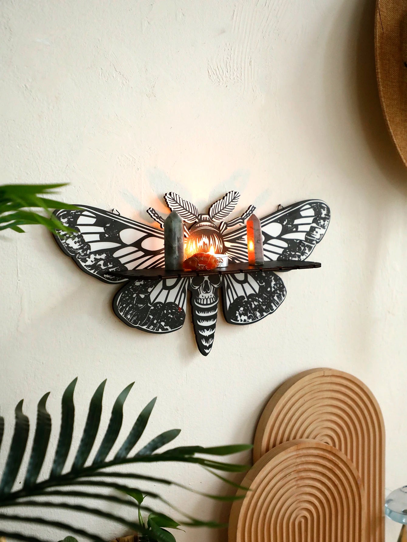 Halloween Floating Wall Shelf Dragonfly Butterfly Crystal Shelf Display for Halloween Party Wall Decorations Gothic Home Decor