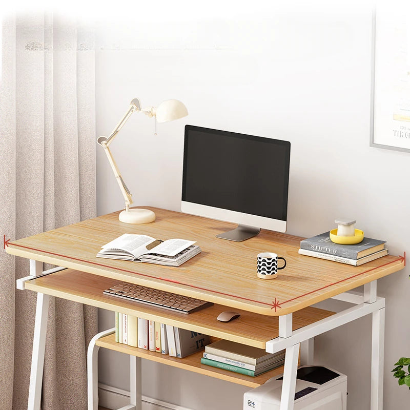 Small Computer Desk for Small Spaces,33.5" Inch Modern Writing Table with Monitor Storage Shelf for Home Office, Laptop Desk