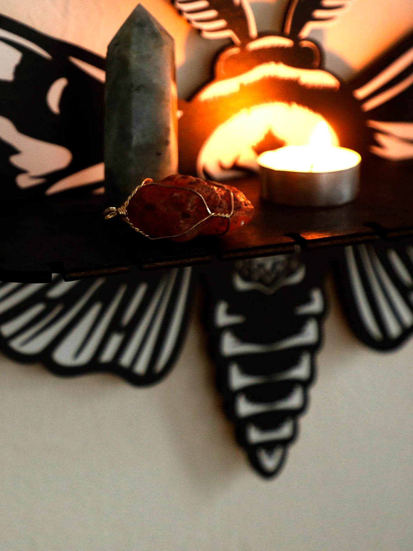 Halloween Floating Wall Shelf Dragonfly Butterfly Crystal Shelf Display for Halloween Party Wall Decorations Gothic Home Decor