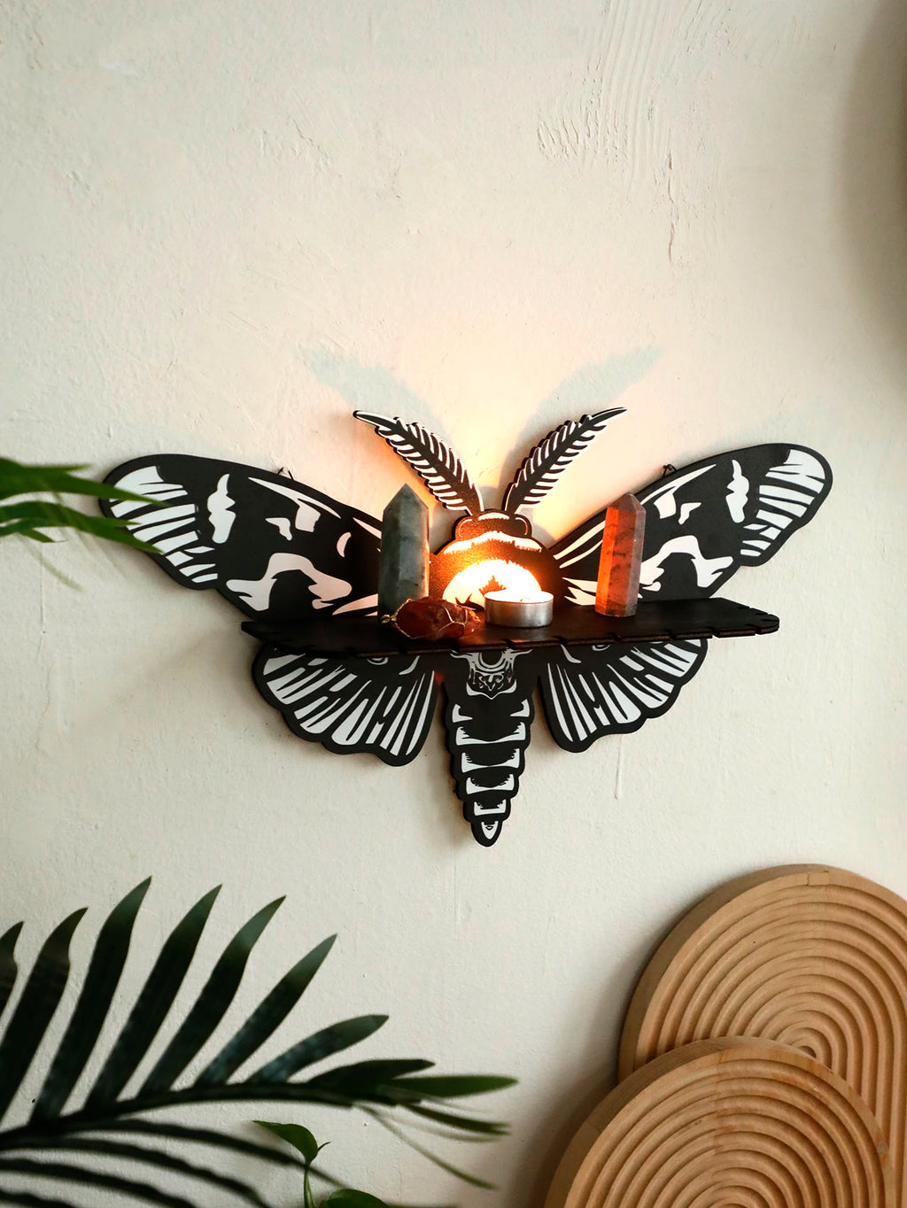 Halloween Floating Wall Shelf Dragonfly Butterfly Crystal Shelf Display for Halloween Party Wall Decorations Gothic Home Decor