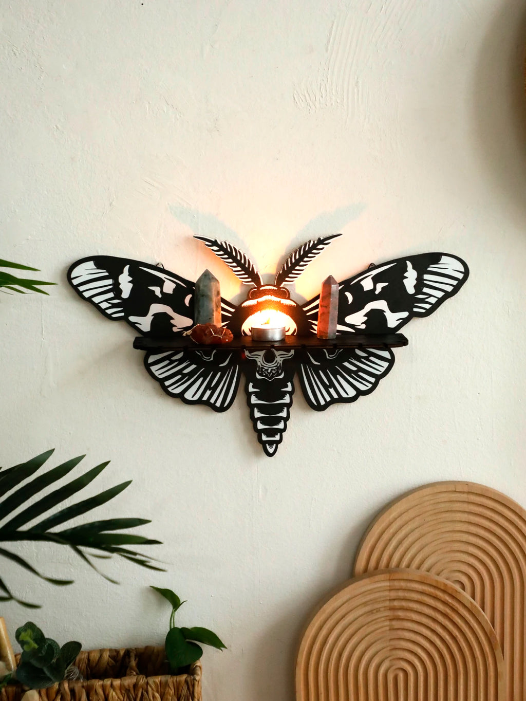 Halloween Floating Wall Shelf Dragonfly Butterfly Crystal Shelf Display for Halloween Party Wall Decorations Gothic Home Decor