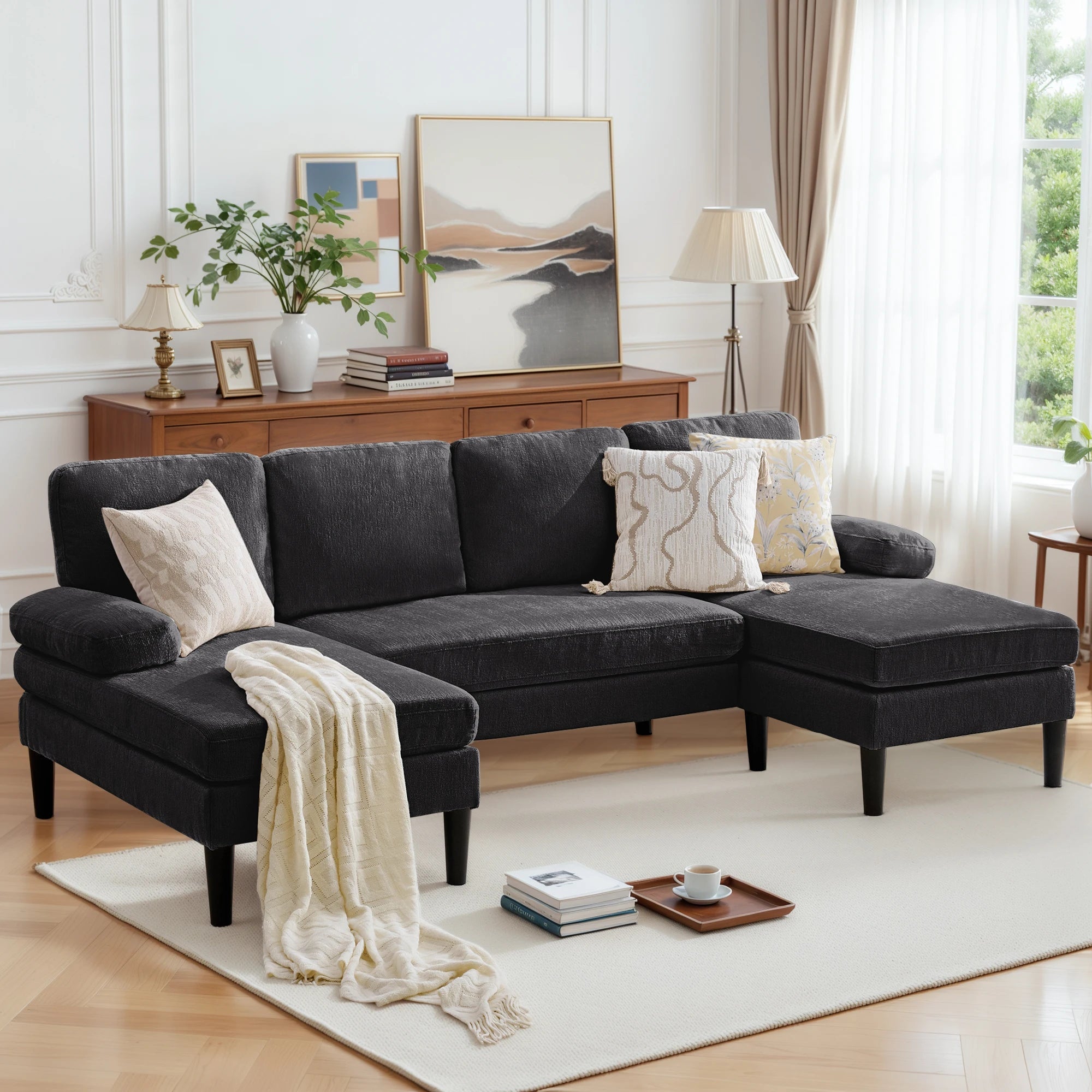 U-Shaped Sectional 4 Seater Lounge Sofa