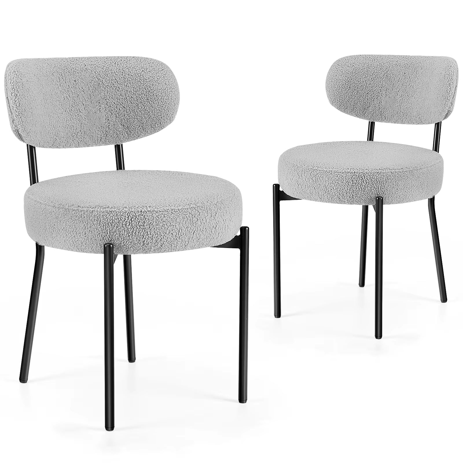  Set of 2 Plush Fabric Round Dining Chairs
