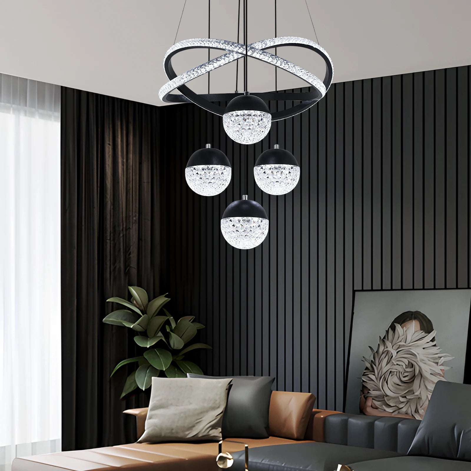 Modern LED Chandelier Lighting Three LED Colors Nordic Restaurant Lighting Living Room Chandelier Hanging Lamp Lighting Fixture