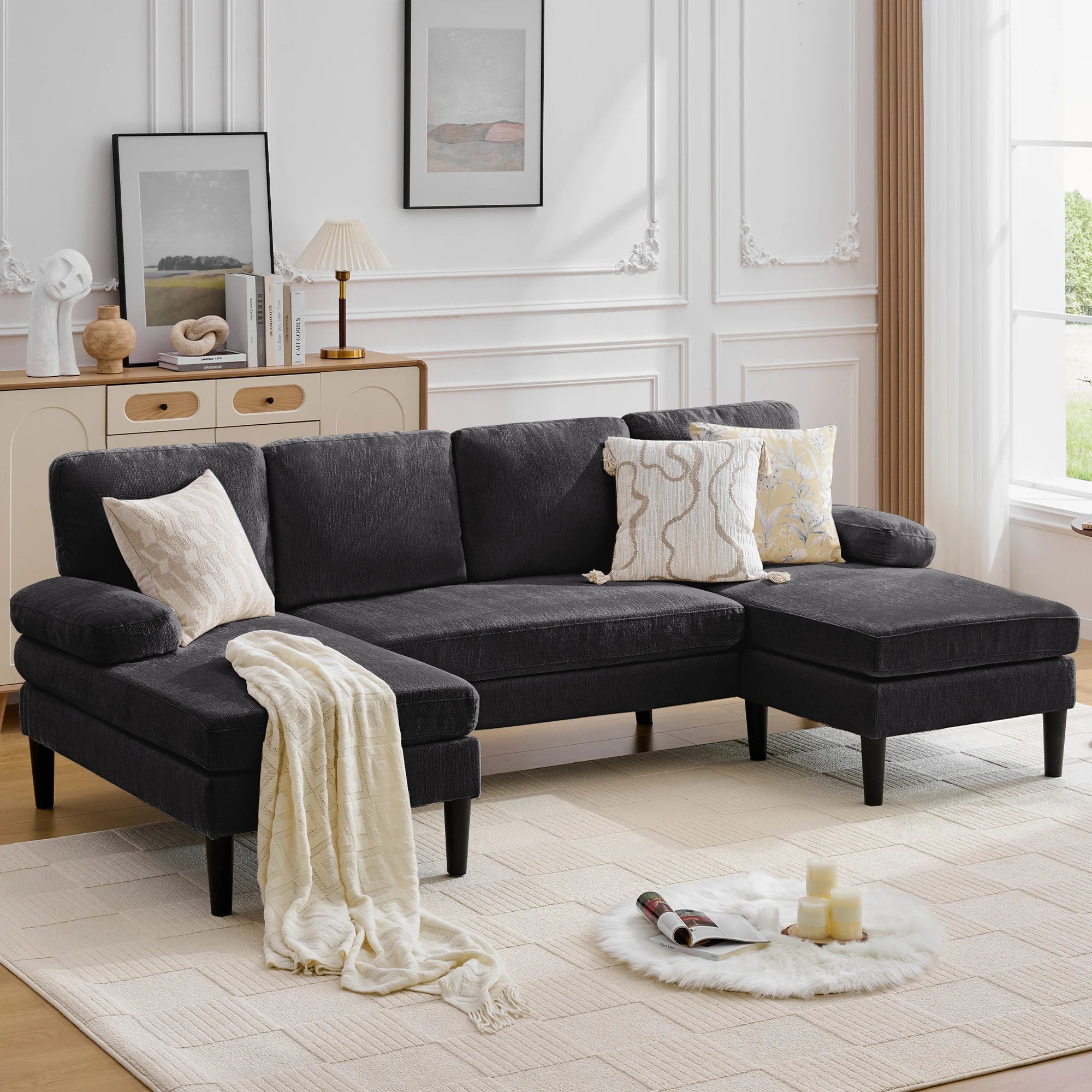 U-Shaped Sectional 4 Seater Lounge Sofa