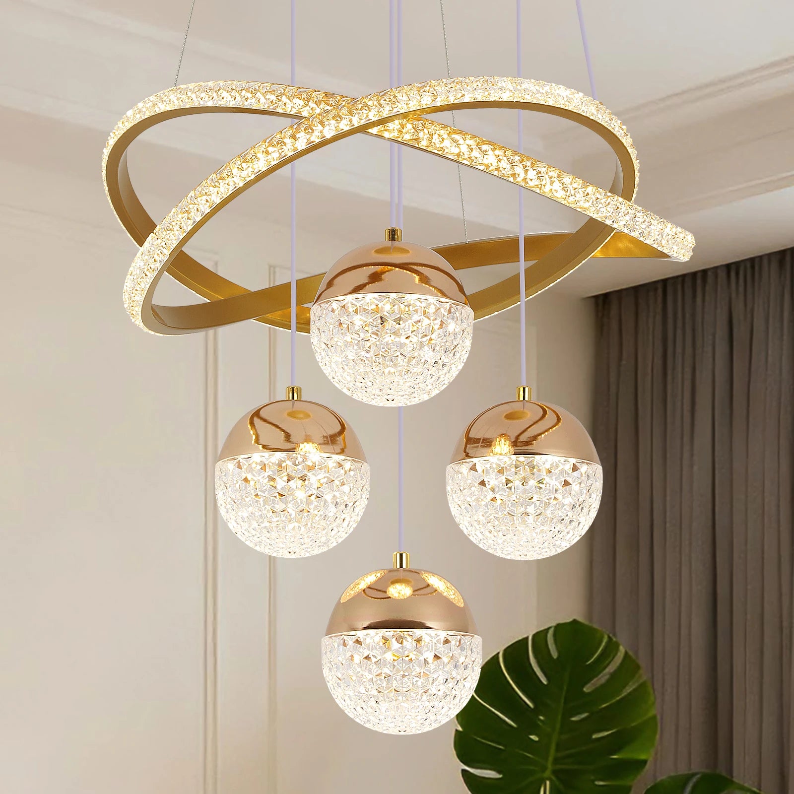 Modern LED Chandelier Lighting Three LED Colors Nordic Restaurant Lighting Living Room Chandelier Hanging Lamp Lighting Fixture