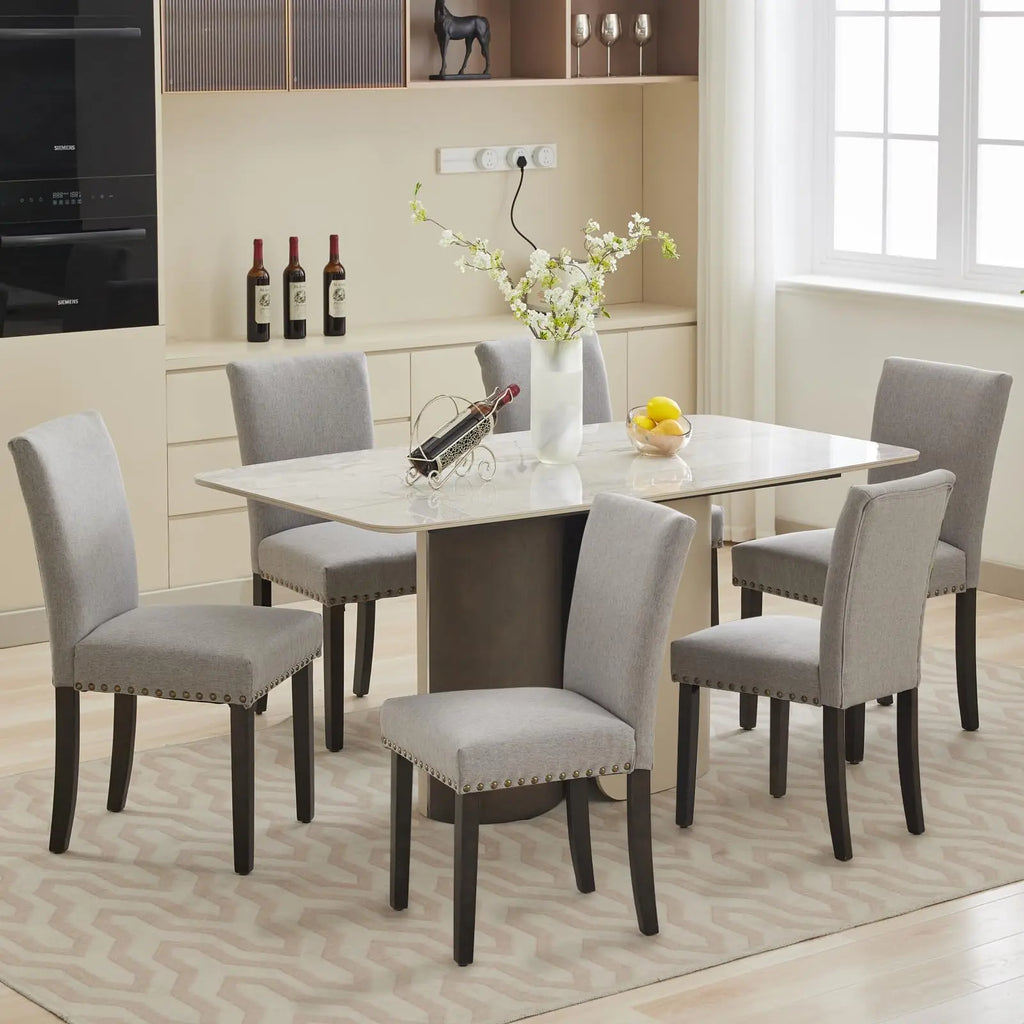 Set of 2 Upholstered Fabric Padded Dining Chairs 