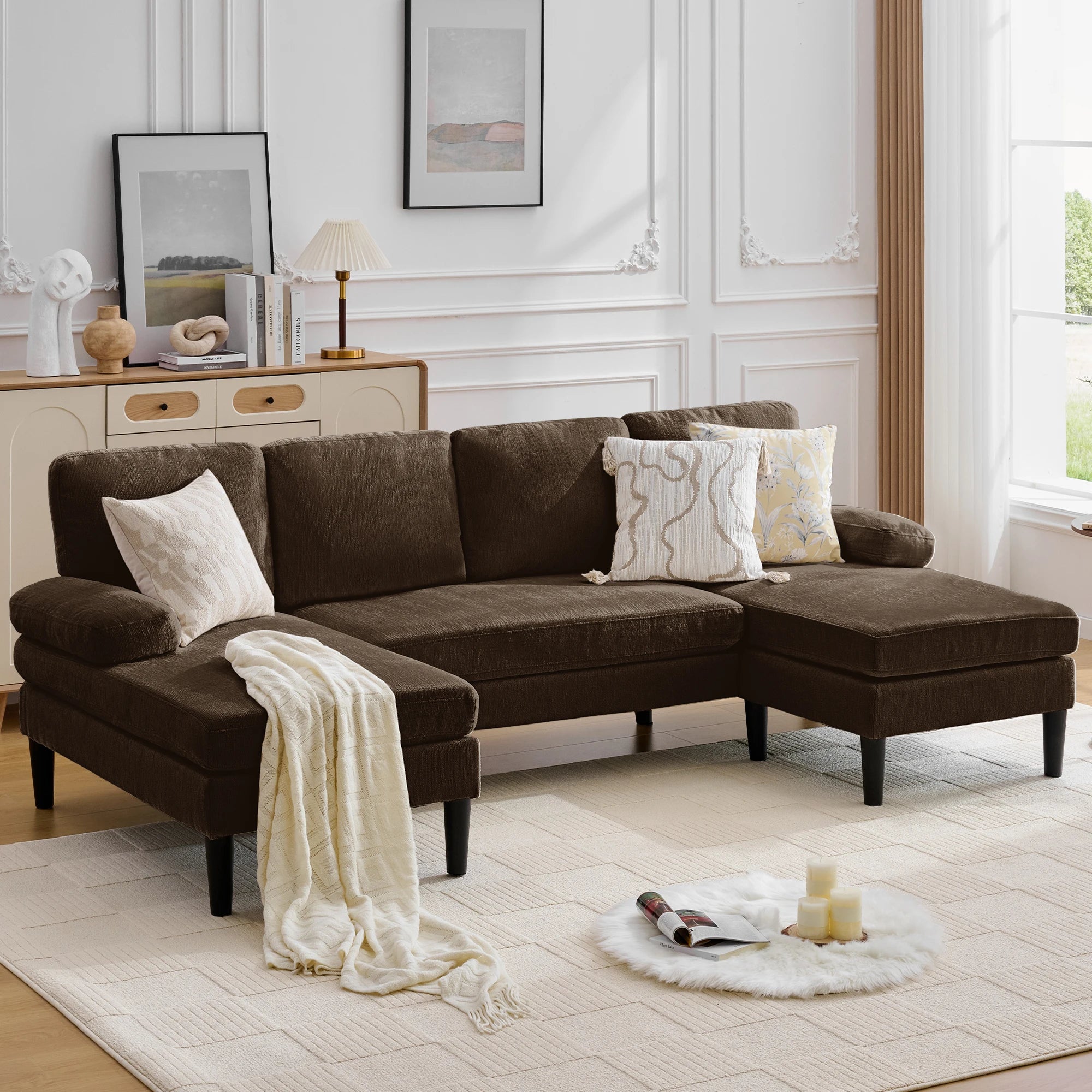 U-Shaped Sectional 4 Seater Lounge Sofa