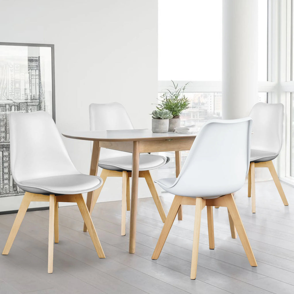 PU Leather Dining Chairs Set of 4 Wooden Legs Lounge Chair for Home Kitchen Comfortable Sponge Cushion Living Room Chair