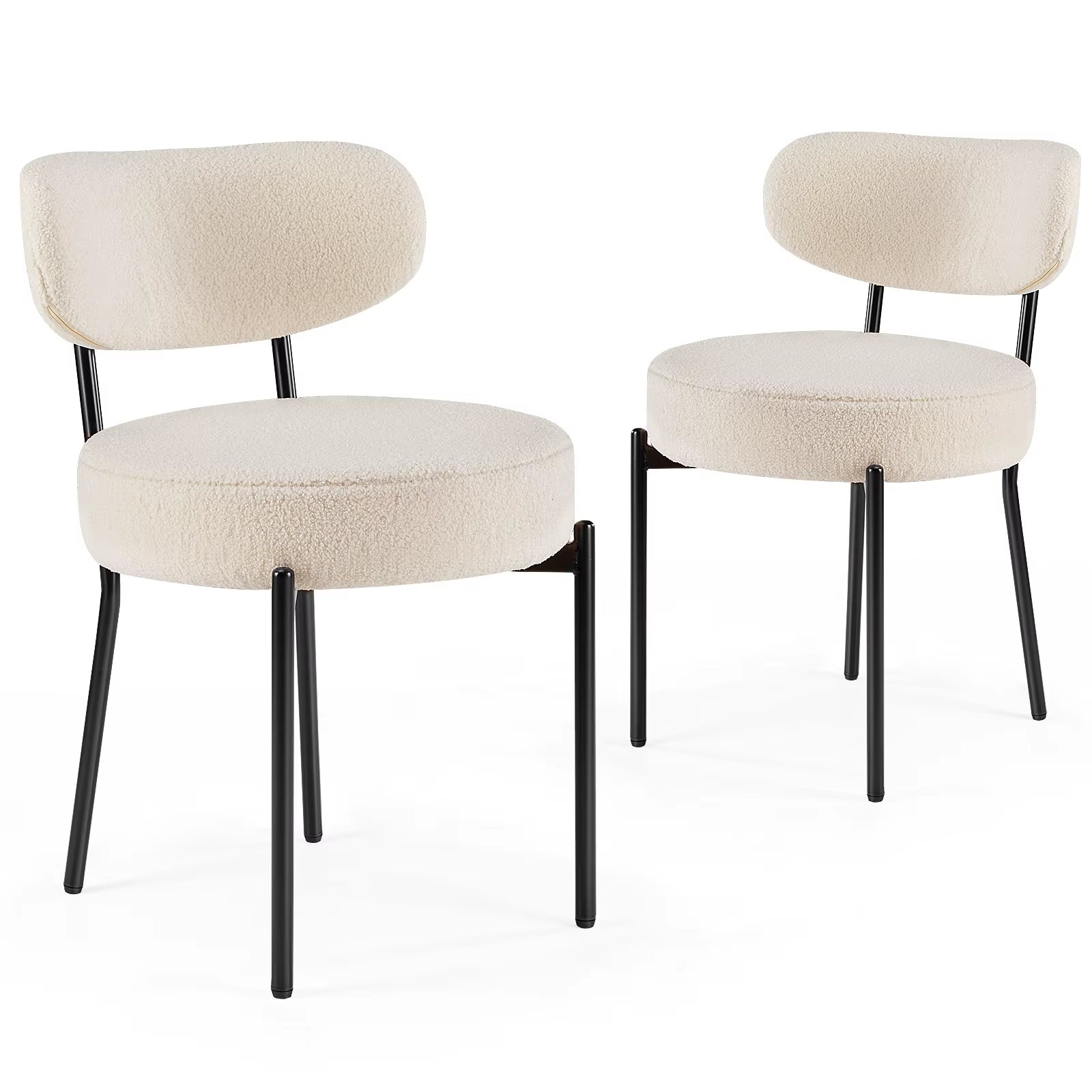  Set of 2 Plush Fabric Round Dining Chairs