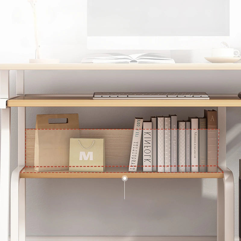 Small Computer Desk for Small Spaces,33.5" Inch Modern Writing Table with Monitor Storage Shelf for Home Office, Laptop Desk