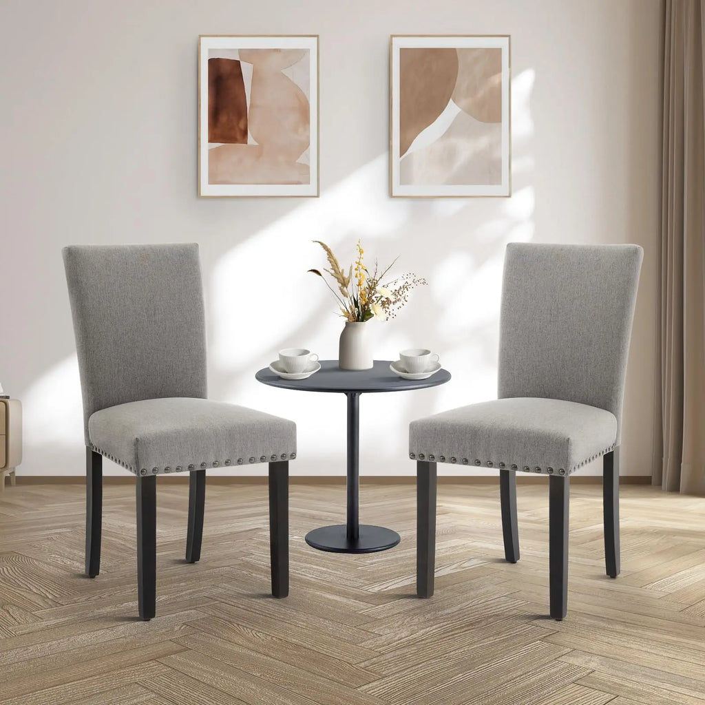Set of 2 Upholstered Fabric Padded Dining Chairs 
