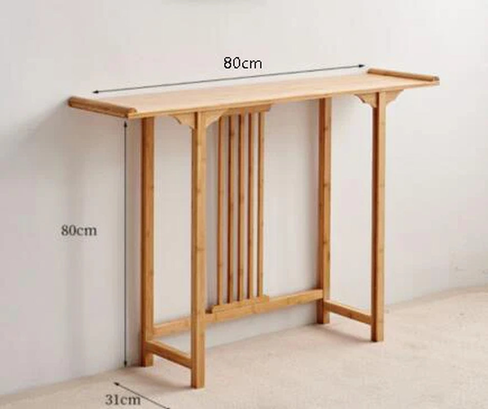 Tieho Bamboo Console Table for Living Room, Chinese Style Side Table, Porch Tables with Drawer, Modern Simple Rectangle Tables