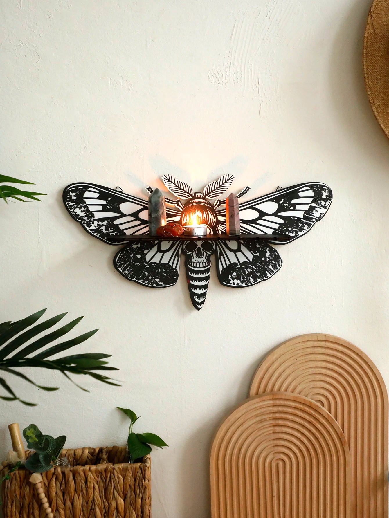 Halloween Floating Wall Shelf Dragonfly Butterfly Crystal Shelf Display for Halloween Party Wall Decorations Gothic Home Decor
